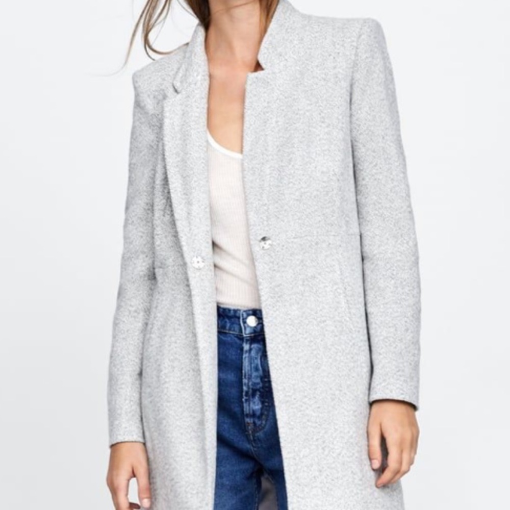 Inverted Lapel Frock Coat from ZARA basics collection in light gray